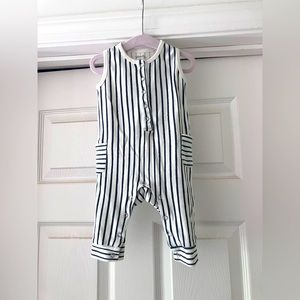 PEHR blue and white romper, 3-6 month!